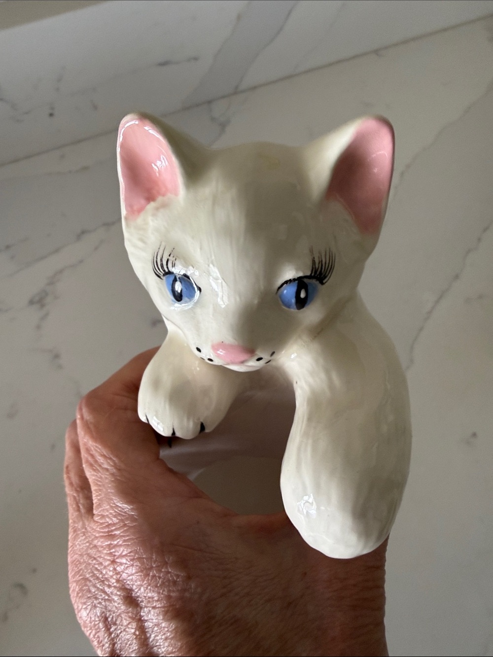 Vintage Handmade White Cat Shelf Hanger